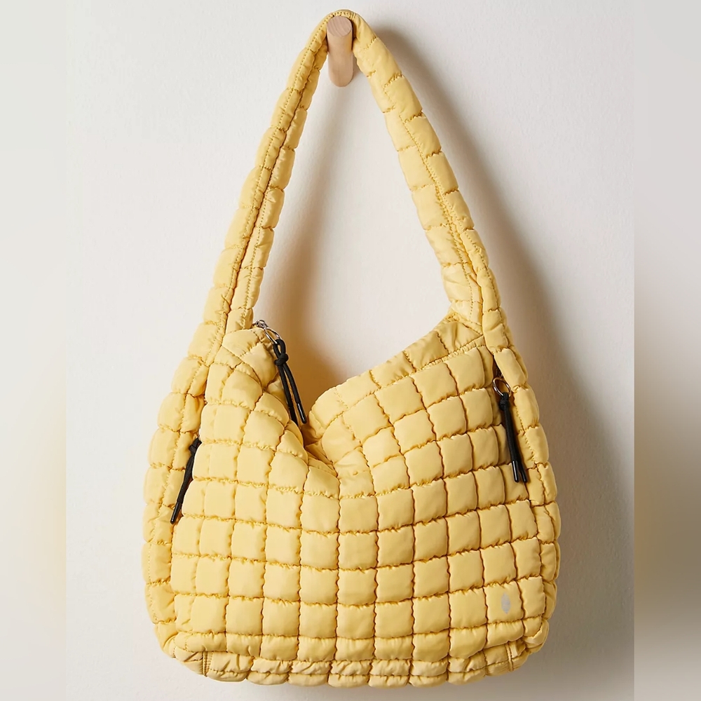 FP Movement Dandelion Yellow Quilted Carryall Tote Shoulder Bag Free People Gold